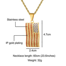 Load image into Gallery viewer, GUNGNEER Stainless Steel Crystal American Flag Pendant Necklace US Freedom Jewelry Accessories
