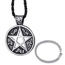 Load image into Gallery viewer, GUNGNEER Stainless Steel Pentagram Pentacle Necklace Curb Chain Bracelet Pagan Jewelry Set Women