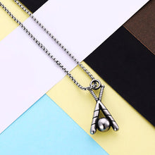 Load image into Gallery viewer, GUNGNEER Baseball Bat Ball Necklace Stainless Steel Charm Chain with Ring Jewelry Set