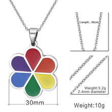 Load image into Gallery viewer, GUNGNEER Pride Necklace Stainless Steel Gay Lesbian Flower Pendant Jewelry For Men Women