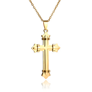 GUNGNEER Stainless Steel Cross Necklace Jesus Pendant Chain Jewelry Gift For Men Women