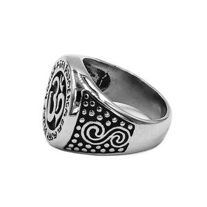GUNGNEER Buddhist Om Ring Stainless Steel Ohm Aum Yoga Hindu Jewelry Accessory For Men