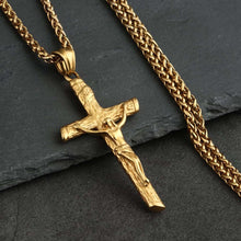 Load image into Gallery viewer, GUNGNEER Stainless Steel Cross Christ Necklace Jesus Pendant Chain Jewelry For Men Women