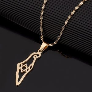 GUNGNEER Israel David Star Pendant Necklace Stainless Steel Jewelry Accessory For Women