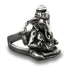 Load image into Gallery viewer, GUNGNEER Spiritual Elephant Ganesha Om Ring Stainless Steel Hindu Jewelry Amulet For Men