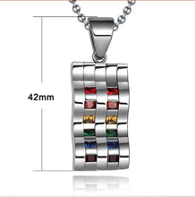 Load image into Gallery viewer, GUNGNEER Stainless Steel Pride Ring Rainbow Pendant Necklace LGBT Jewelry Set Gift