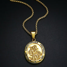Load image into Gallery viewer, GUNGNEER St Christopher Necklace Prayer Protect Us Stainless Steel Jewelry For Men Women
