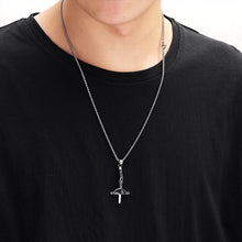 Load image into Gallery viewer, GUNGNEER Stainless Steel Jesus Inverted Cross Pendant Necklace Lucifer Jewelry For Men