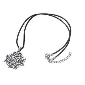 GUNGNEER Celtic Trinity Triquetra Knot Pendant Necklace Leather Bracelet Jewelry Set Men Women