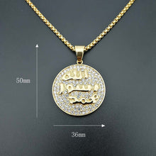 Load image into Gallery viewer, GUNGNEER Quran Muslim Seal of Muhammad Necklace Islamic Allah Ring Stainless Steel Jewelry Set
