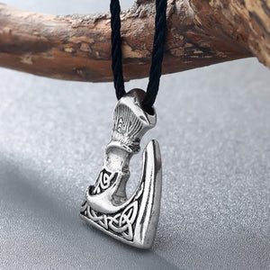 GUNGNEER Celtic Knot Viking Battle Axe Stainless Steel Pendant Necklace Jewelry for Men Women