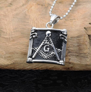 GUNGNEER Freemason Pendant Necklace Stainless Steel Biker Jewelry For Men