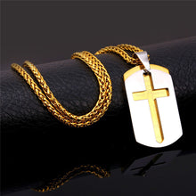 Load image into Gallery viewer, GUNGNEER Christian Necklace Dog Tag Bible Cross Pendant Jewelry Accessory For Men Women