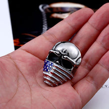 Load image into Gallery viewer, GUNGNEER American Flag Skeleton Skull Ring Stainless Steel Gothic Jewelry Accessories Men Women