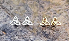 Load image into Gallery viewer, GUNGNEER Celtic Knot Triquetra Trinity Love Stud Earrings Stainless Steel Jewelry for Men Women