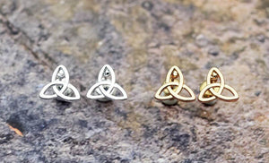GUNGNEER Celtic Knot Triquetra Trinity Love Stud Earrings Stainless Steel Jewelry for Men Women