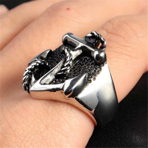 GUNGNEER USN Navy Anchor Ring Stainless Steel Military Nautical Jewelry Accessory For Men