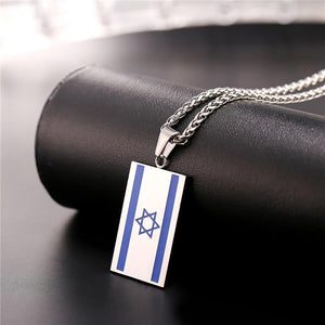 GUNGNEER Stainless Steel Israel Flag David Star Necklace Jewish Jewelry Accessory For Men