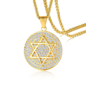 GUNGNEER David Star Necklace Gems Jewish Star Pendant Jewelry Accessories For Men Women