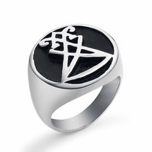 Load image into Gallery viewer, GUNGNEER Men&#39;s Sigil Of Lucifer Ring Stainless Steel Awesome Satan Ring Jewelry For Biker