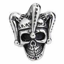Load image into Gallery viewer, GUNGNEER Gothic Joker Clown Skull Ring Stainless Steel Punk Biker Halloween Jewelry Men Women