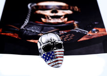 Load image into Gallery viewer, GUNGNEER American Flag Skeleton Skull Ring Stainless Steel Gothic Jewelry Accessories Men Women