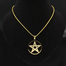 Load image into Gallery viewer, GUNGNEER Wiccan Pentagram Pentacle Stainless Steel Pendant Necklace Jewelry