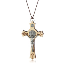 Load image into Gallery viewer, GUNGNEER Adjustable Leather Cross Christ Necklace Jesus Pendant Jewelry Gift For Men Women