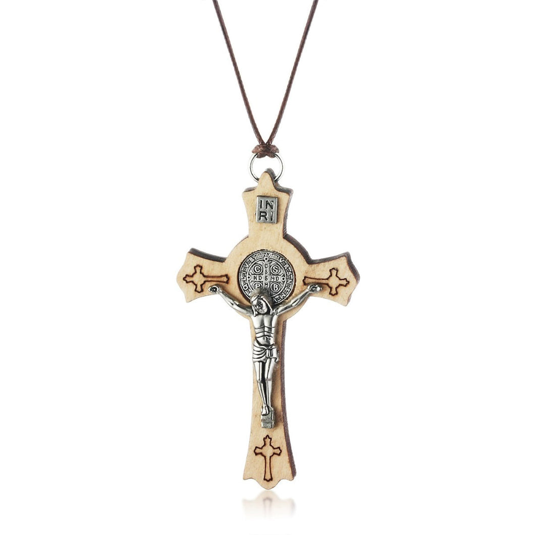 GUNGNEER Adjustable Leather Cross Christ Necklace Jesus Pendant Jewelry Gift For Men Women