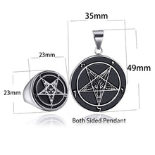 Load image into Gallery viewer, GUNGNEER Stainless Steel Sigil of Baphomet Pendant Ring Combo Goat Head Jewelry For Men