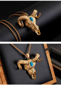 GUNGNEER Satan Goat Skull Necklace Satanic Pendant Occult Jewelry Accessories For Men