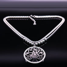 Load image into Gallery viewer, GUNGNEER Wicca Pentagram Tree of Life Crystal Stainless Steel Pendant Necklace Jewelry Men Women