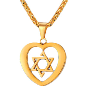 GUNGNEER Stainless Steel David Star Necklace Occult Jewish Star Jewelry Gift For Men Women