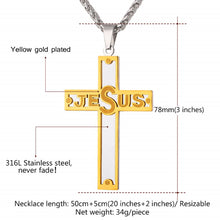 Load image into Gallery viewer, GUNGNEER Christian Necklace Stainless Steel Cross Jesus Bangle Bracelet Jewelry Set Men Women