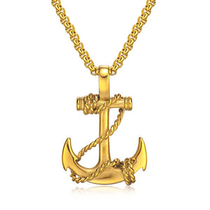 GUNGNEER Navy Anchor Pendant Necklace Stainless Steel US Navy Jewelry Accessory For Men