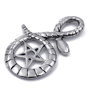 GUNGNEER Wicca Pentagram Pentacle Snake Pendant Necklace Ring Jewelry Set Gift Men Women
