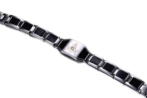 GUNGNEER Freemasons Bracelet Black Stainless Steel Masonic Symbol Magnetic Bracelet For Men