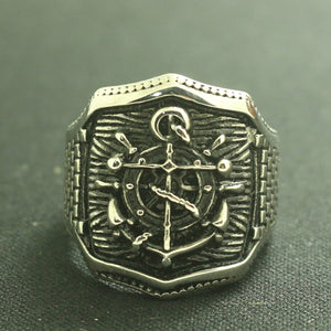 GUNGNEER Navy Anchor Ring US Army Stainless Steel Navy Military Jewelry Accessory For Men