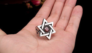 GUNGNEER Stainless Steel David Star Ring Jewish Solomon Ring Jewelry Accessory Gift For Men