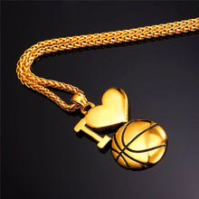 Load image into Gallery viewer, GUNGNEER I Love Basketball Necklace Stainless Steel Sports Chain Jewelry For Boys Girls