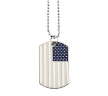 Load image into Gallery viewer, GUNGNEER Stainless Steel American Flag Pendant Necklace USA Patriot Freedom Bead Chain Jewelry