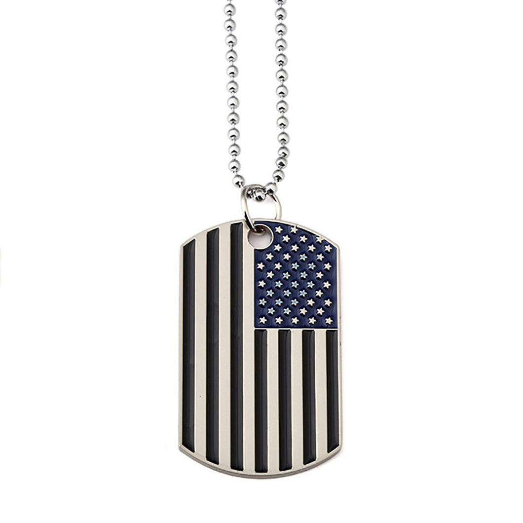 GUNGNEER Stainless Steel American Flag Pendant Necklace USA Patriot Freedom Bead Chain Jewelry