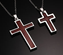 Load image into Gallery viewer, GUNGNEER Stainless Steel Wooden Cross Necklace Christian Pendant Jewelry Gift For Men Women