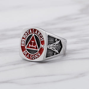 GUNGNEER Round Masonic Ring Multi-size Stainless Steel Freemason Jewelry For Men
