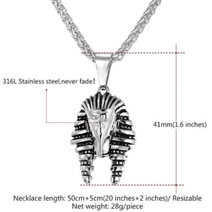 GUNGNEER King Pharaoh Stainless Steel Pendant Necklace Stars 8mm Wide Ring Egyptian Jewelry Set