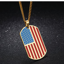 Load image into Gallery viewer, GUNGNEER Stainless Steel Statement US America Flag Dog Tag Pendants Necklaces Jewelry Men Women