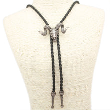 Load image into Gallery viewer, GUNGNEER Leather Satan Goat Skull Bolo Tie Gothic Satanic Demon Jewelry Accessory For Men