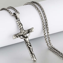 Load image into Gallery viewer, GUNGNEER Stainless Steel Cross Christ Necklace Jesus Pendant Chain Jewelry For Men Women