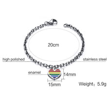 Load image into Gallery viewer, GUNGNEER Stainless Steel Rainbow Heart Bracelet Bangle LGBT Gay Jewelry For Men Women