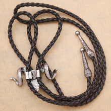 Load image into Gallery viewer, GUNGNEER Leather Satan Goat Skull Bolo Tie Gothic Satanic Demon Jewelry Accessory For Men